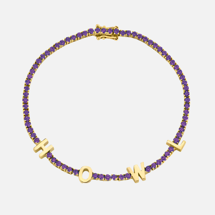 ICED Custom Name Tennis Rainbow Gem Bracelet - Jewelled Me