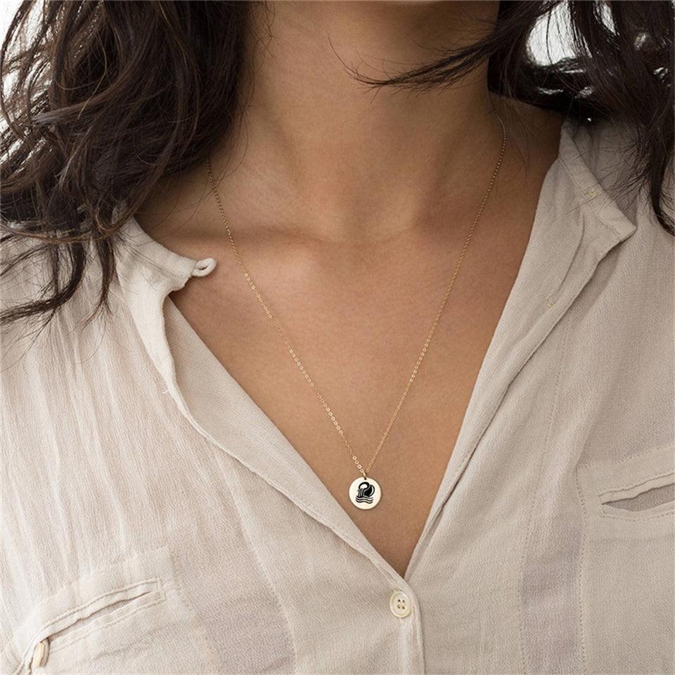 Emblem Zodiac Pendant Necklace (14K Gold-Plated) - Jewelled Me