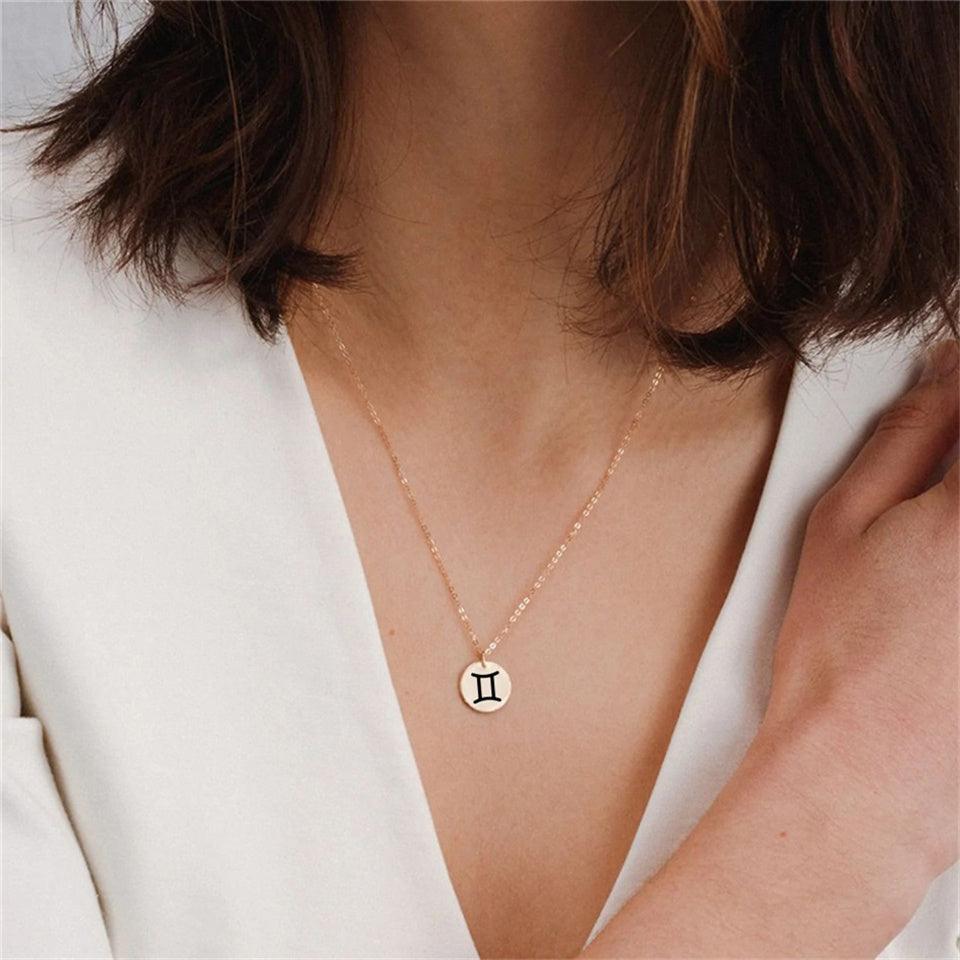 Emblem Zodiac Pendant Necklace (14K Gold-Plated) - Jewelled Me