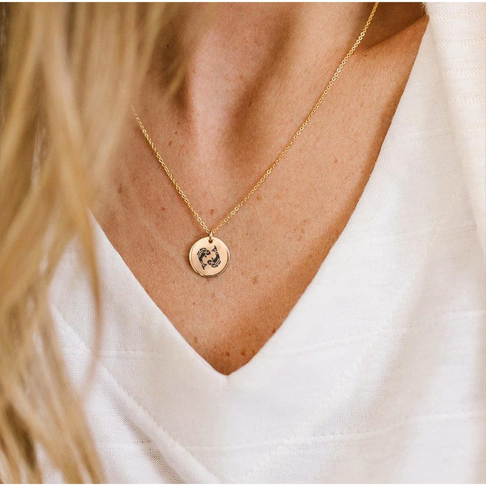 Emblem Zodiac Pendant Necklace (14K Gold-Plated) - Jewelled Me