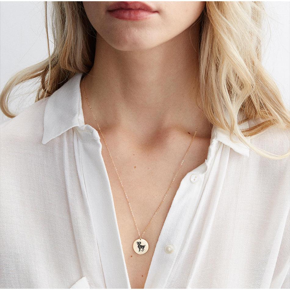 Emblem Zodiac Pendant Necklace (14K Gold-Plated) - Jewelled Me