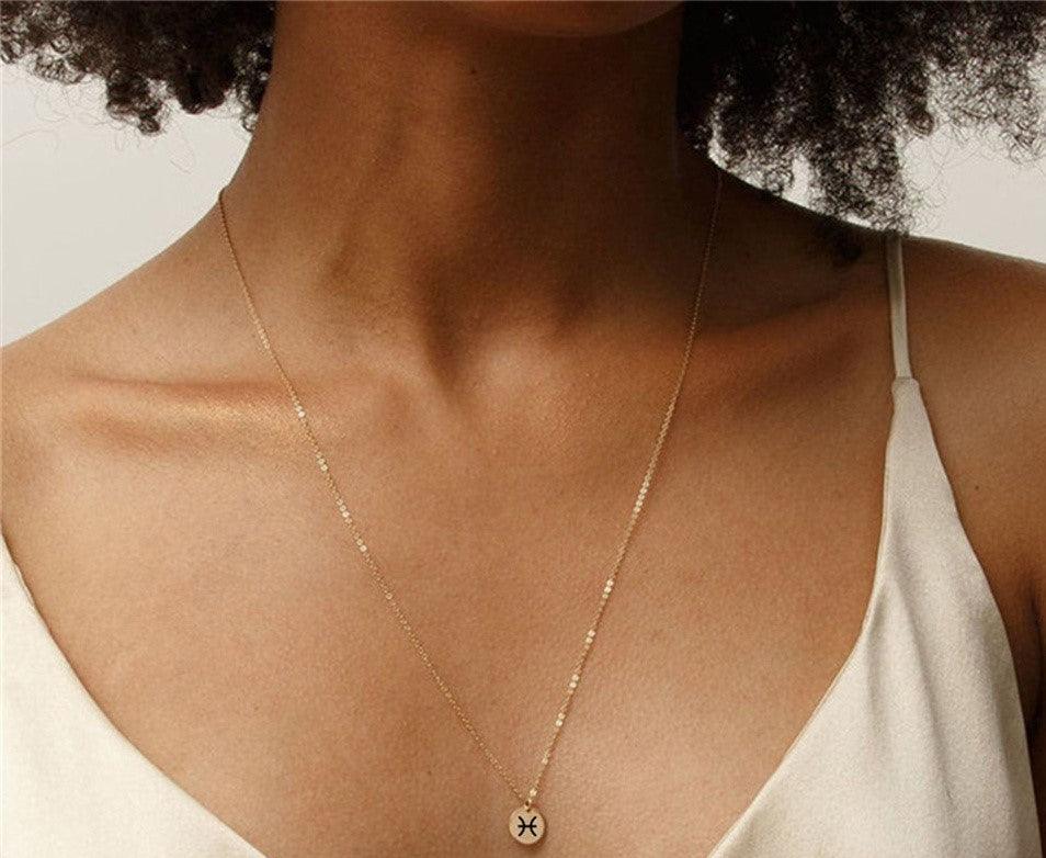 Emblem Zodiac Pendant Necklace (14K Gold-Plated) - Jewelled Me