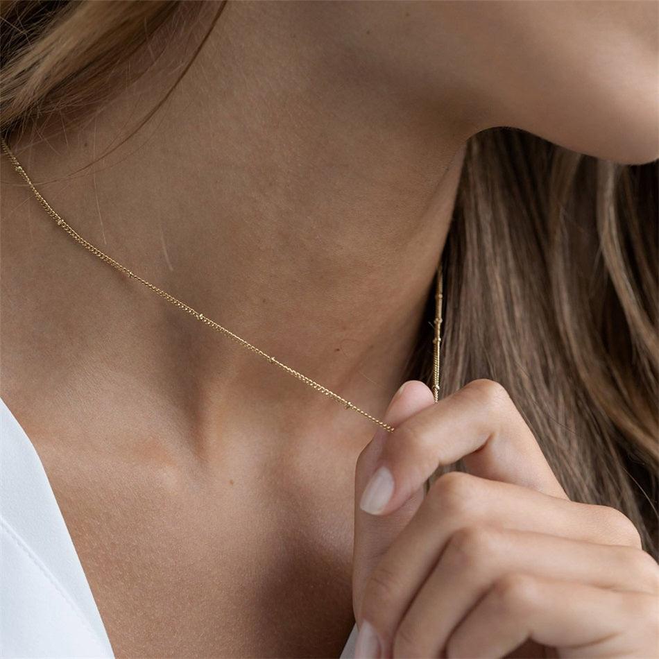 Dainty Newport Bead Necklace (14k Gold-Plated) - Jewelled Me