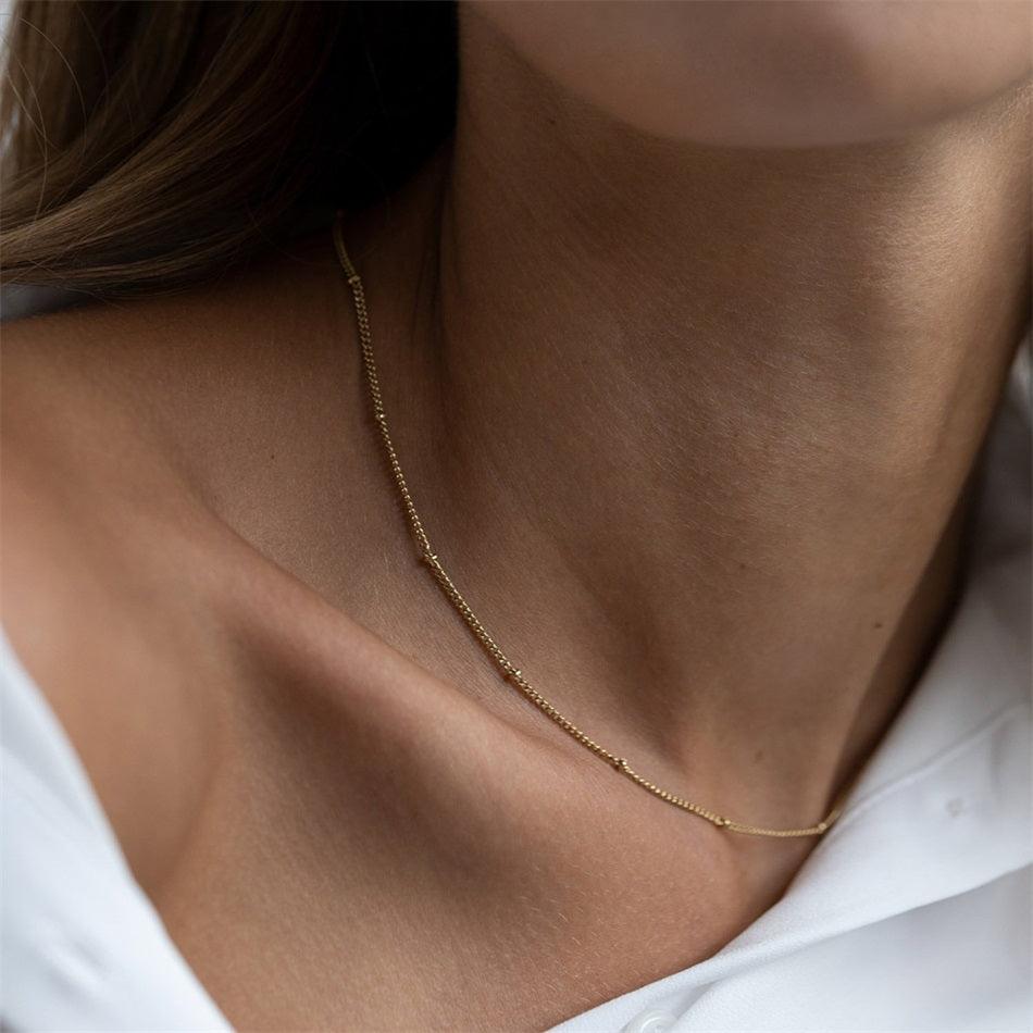 Dainty Newport Bead Necklace (14k Gold-Plated) - Jewelled Me