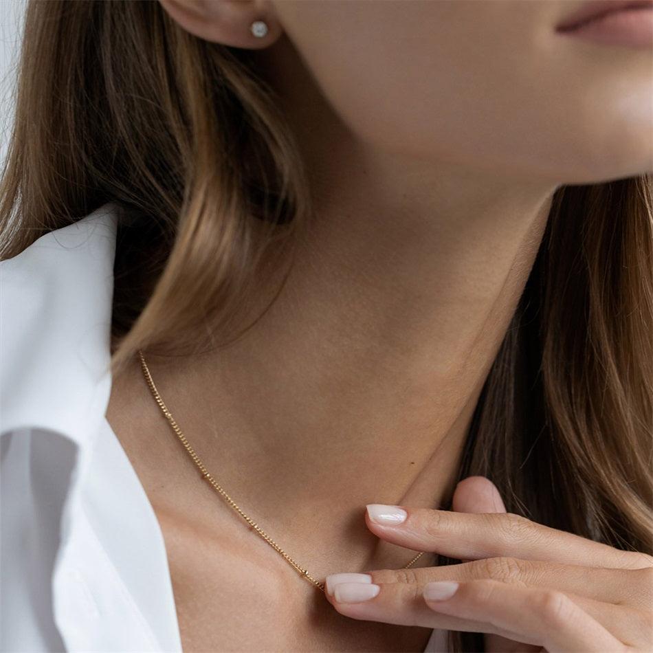 Dainty Newport Bead Necklace (14k Gold-Plated) - Jewelled Me