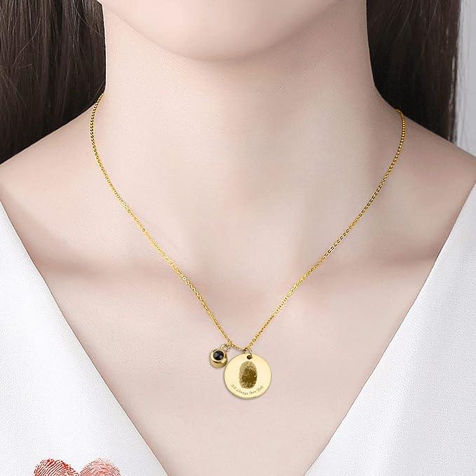 Print Fingerprint & Inscribed Name Pendant (with Photo) - Jewelled Me