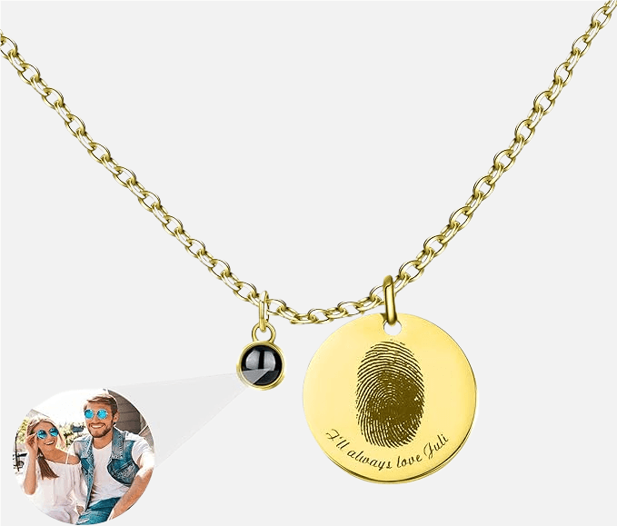 Print Fingerprint & Inscribed Name Pendant (with Photo) - Jewelled Me