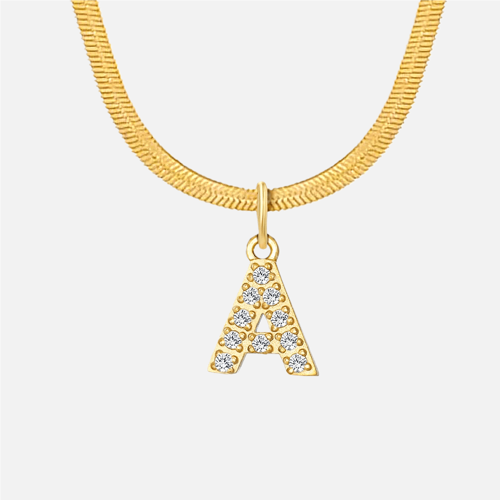 ICED Initial Necklace (14k Gold-Plated) - Jewelled Me