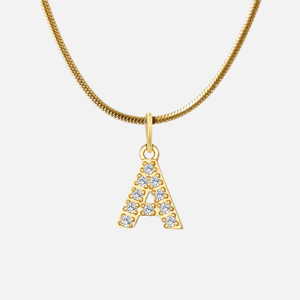 ICED Initial Necklace (14k Gold-Plated) - Jewelled Me