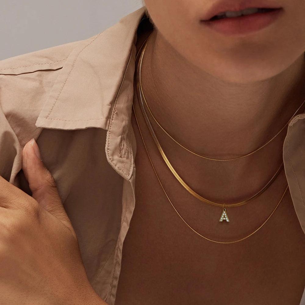ICED Initial Necklace (14k Gold-Plated) - Jewelled Me