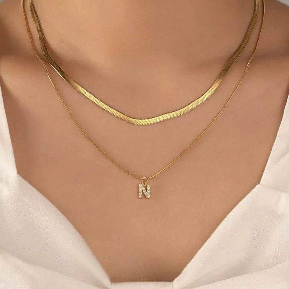 ICED Initial Necklace (14k Gold-Plated) - Jewelled Me