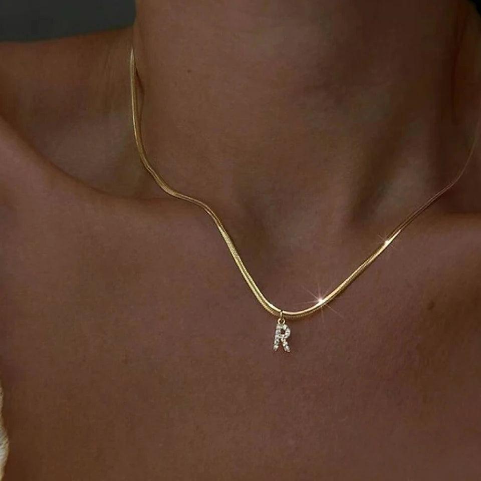 ICED Initial Necklace (14k Gold-Plated) - Jewelled Me
