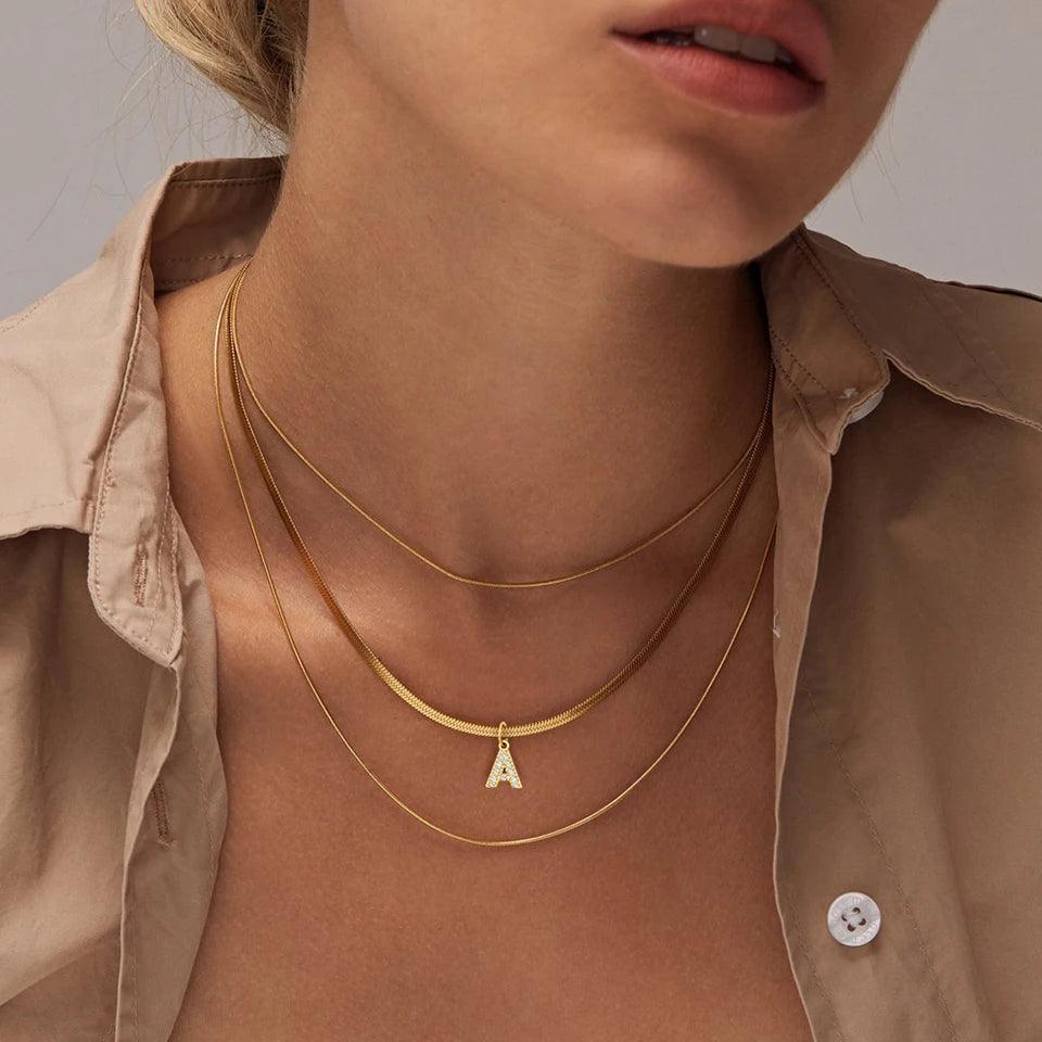 ICED Initial Necklace (14k Gold-Plated) - Jewelled Me