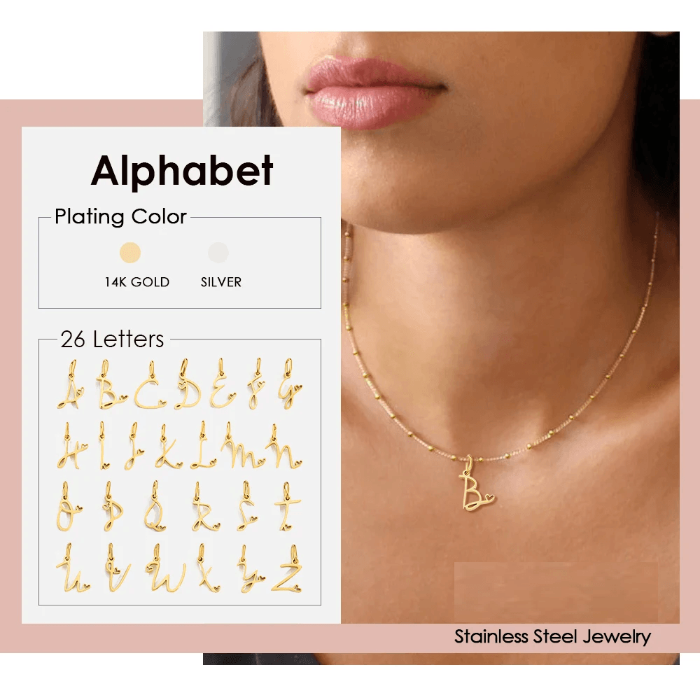 Heart Tail Initial Necklace (14k Gold-Plated) - Jewelled Me
