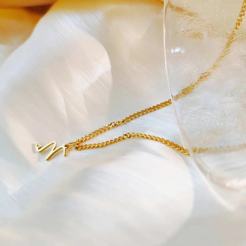 Heart Tail Initial Necklace (14k Gold-Plated) - Jewelled Me