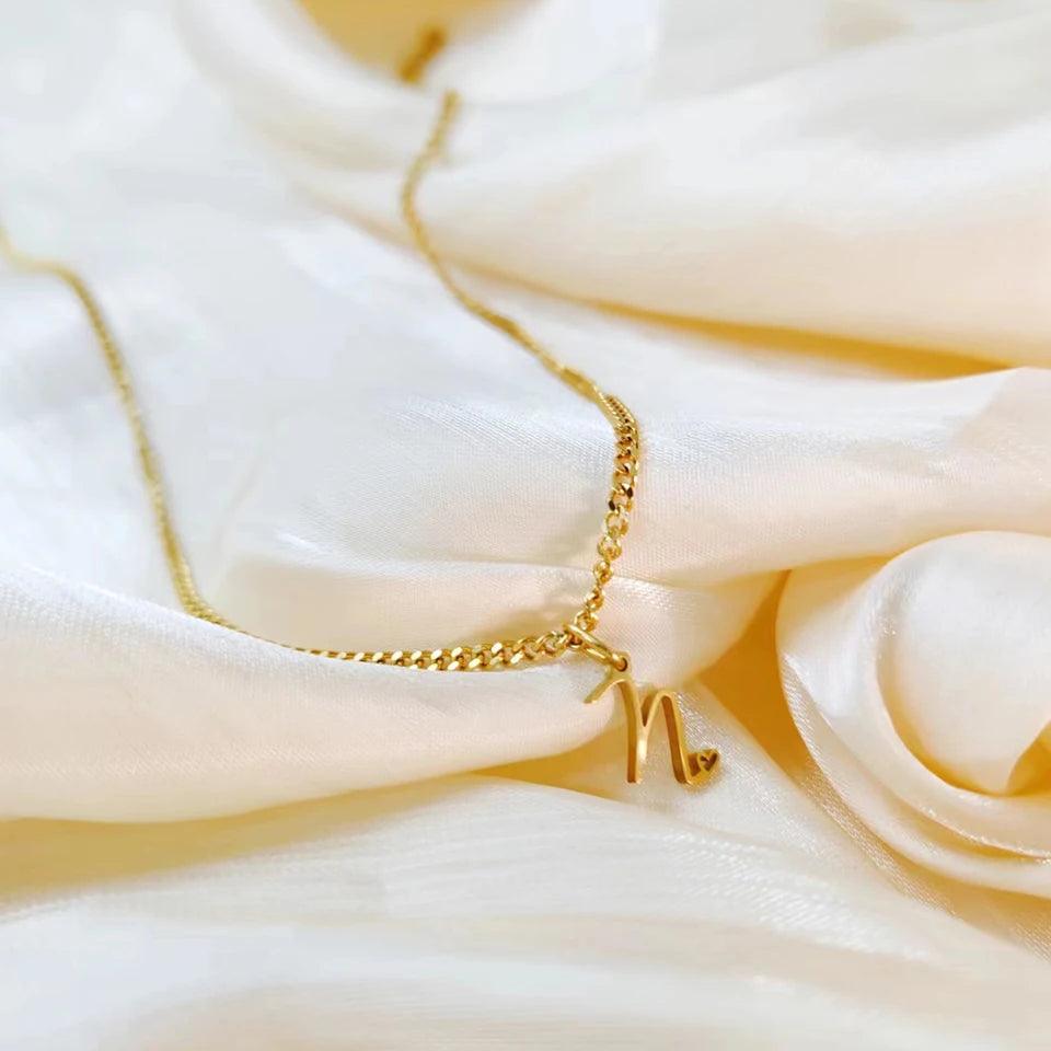 Heart Tail Initial Necklace (14k Gold-Plated) - Jewelled Me