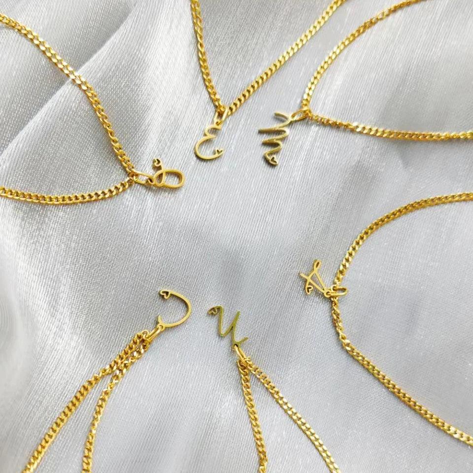 Heart Tail Initial Necklace (14k Gold-Plated) - Jewelled Me