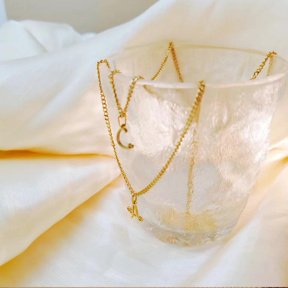 Heart Tail Initial Necklace (14k Gold-Plated) - Jewelled Me