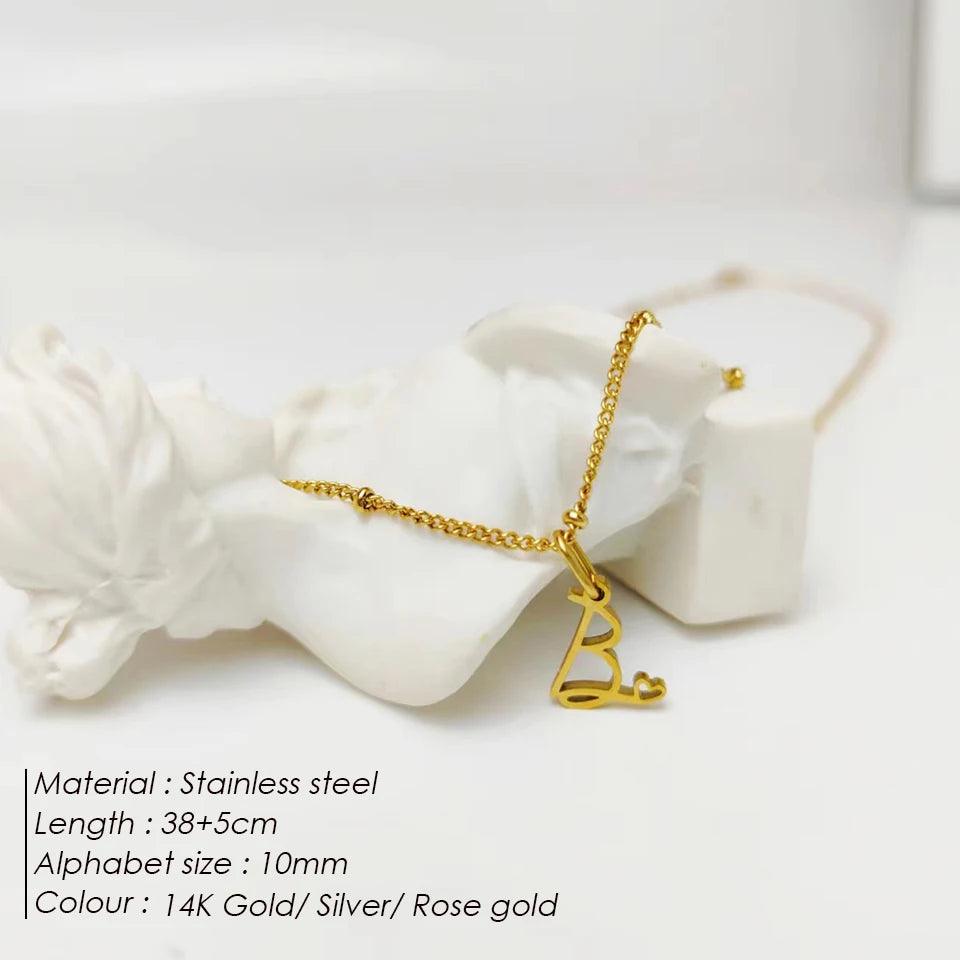 Heart Tail Initial Necklace (14k Gold-Plated) - Jewelled Me