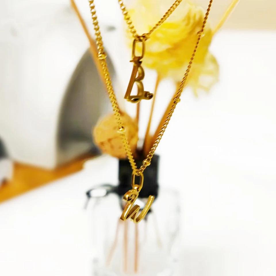 Heart Tail Initial Necklace (14k Gold-Plated) - Jewelled Me
