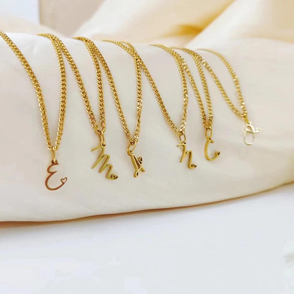 Heart Tail Initial Necklace (14k Gold-Plated) - Jewelled Me