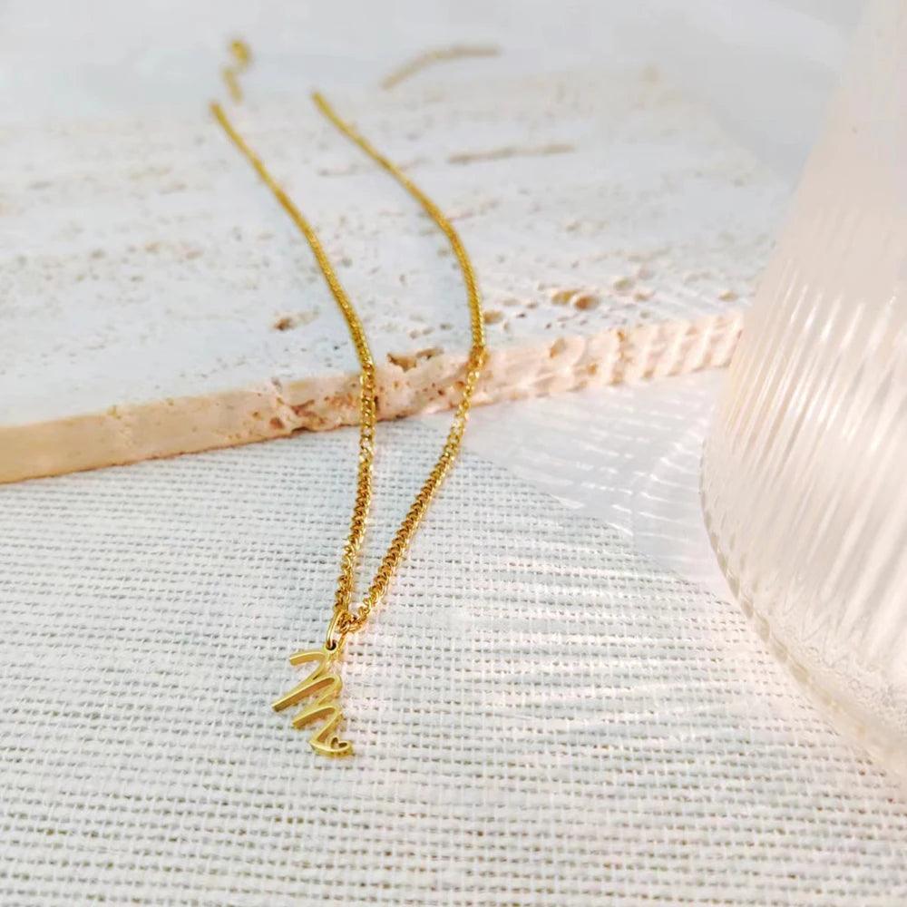 Heart Tail Initial Necklace (14k Gold-Plated) - Jewelled Me