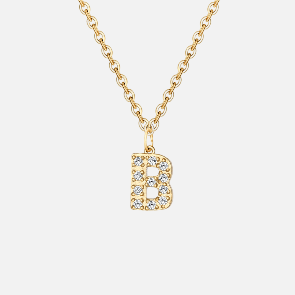 ICED Initial Necklace (14k Gold-Plated) - Jewelled Me