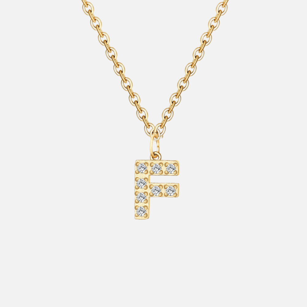 ICED Initial Necklace (14k Gold-Plated) - Jewelled Me