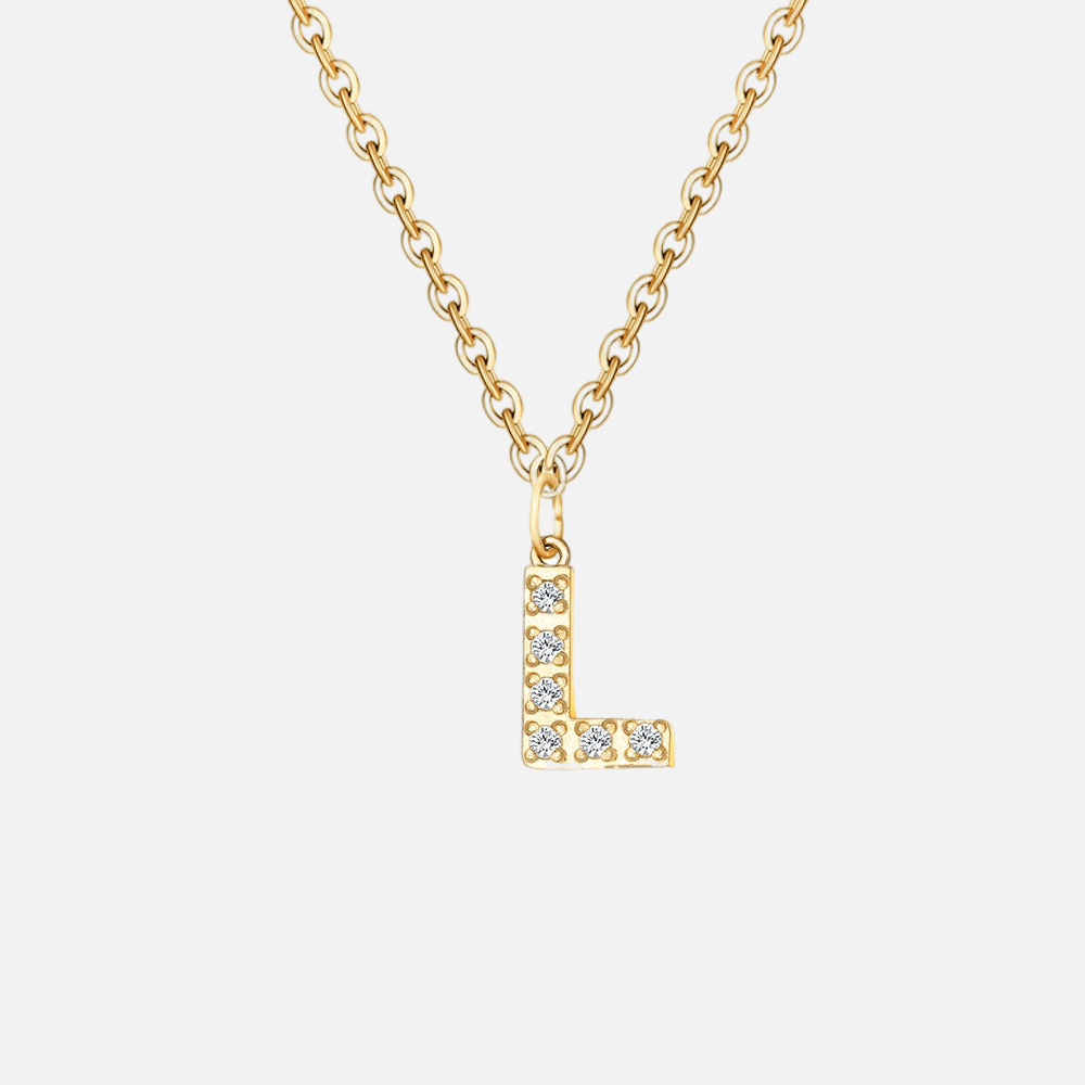 ICED Initial Necklace (14k Gold-Plated) - Jewelled Me