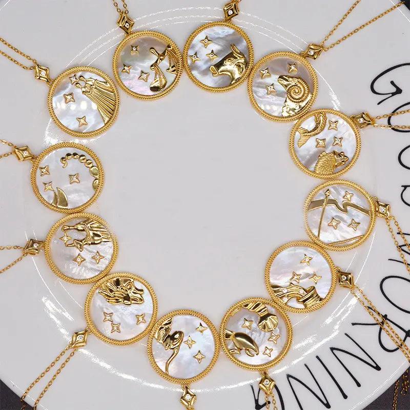 Jewelled Mother of Pearl Zodiac Necklace - Jewelled Me