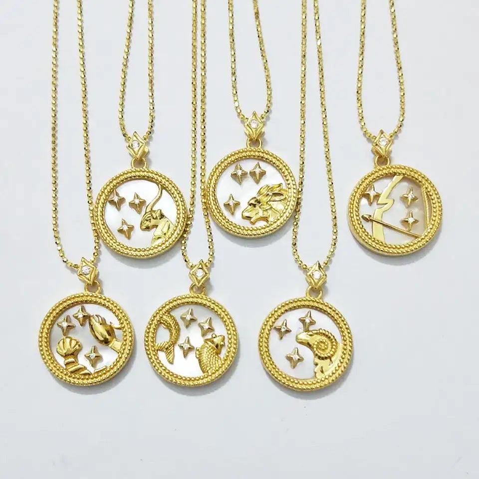Jewelled Mother of Pearl Zodiac Necklace - Jewelled Me