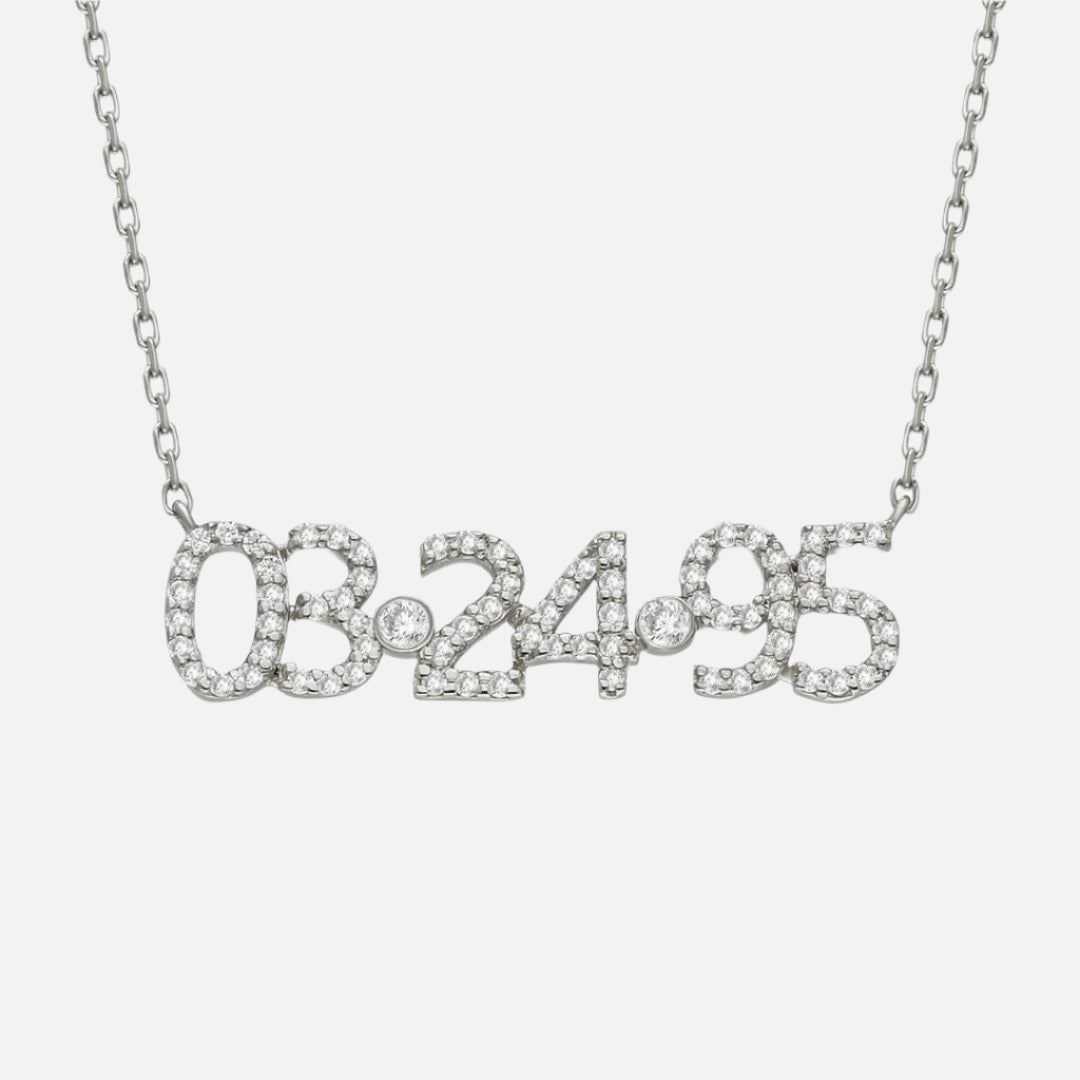 Pave Custom Date Necklace (Horizontal) - Jewelled Me
