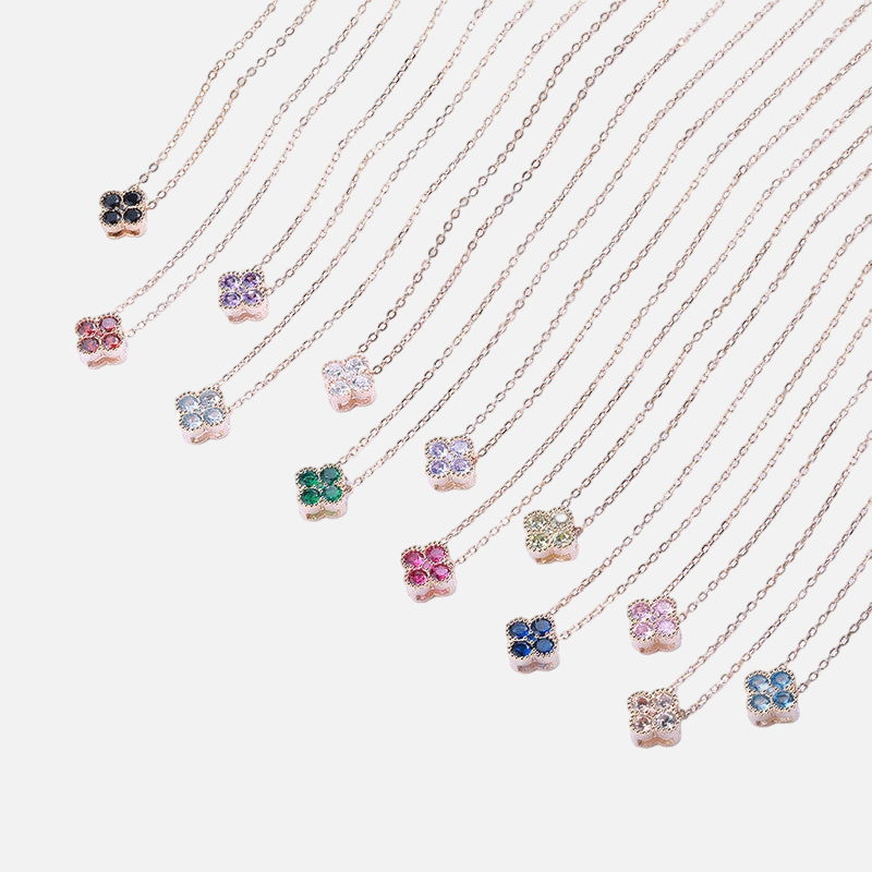 Vermeil Four-Leaf Clover Birthstone Necklaces - Jewelled Me
