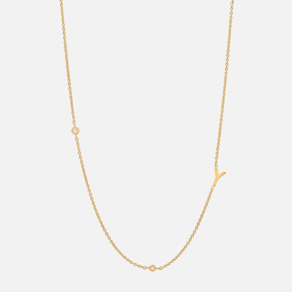 Vermeil Asymmetrical Jewelled Alphabet Necklace - Jewelled Me