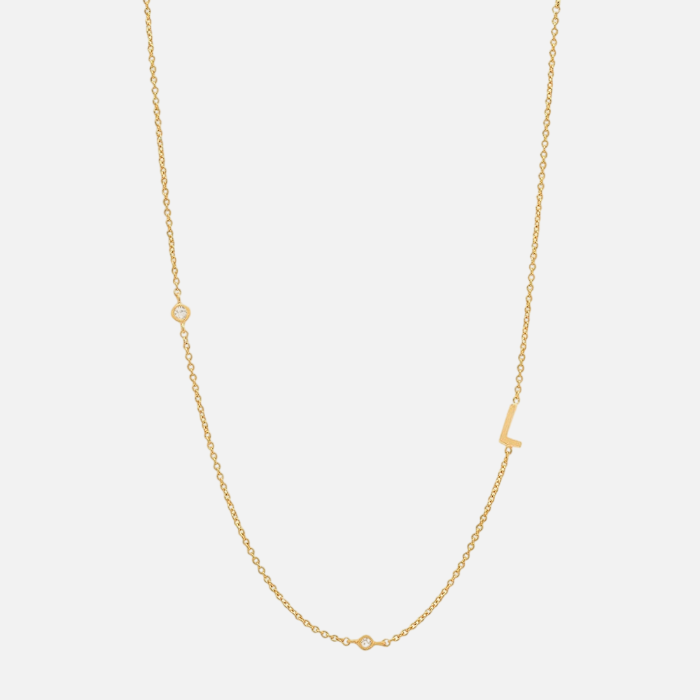 Vermeil Asymmetrical Jewelled Alphabet Necklace - Jewelled Me