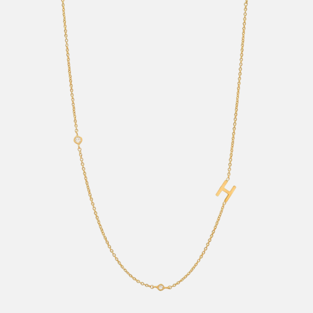Vermeil Asymmetrical Jewelled Alphabet Necklace - Jewelled Me