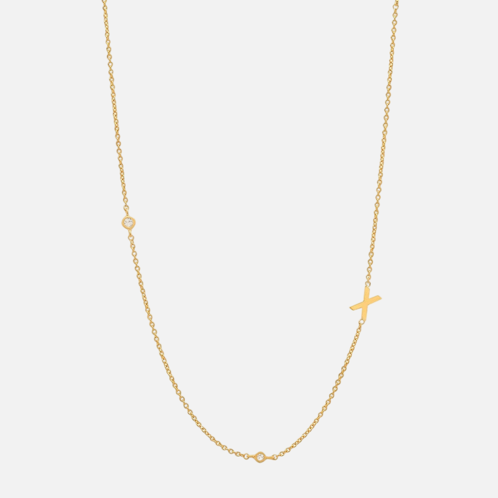 Vermeil Asymmetrical Jewelled Alphabet Necklace - Jewelled Me