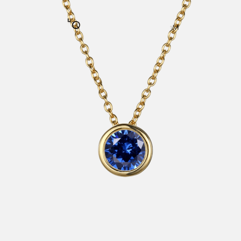 Bezel Birthstone Necklace (14k Gold Plated) - Jewelled Me