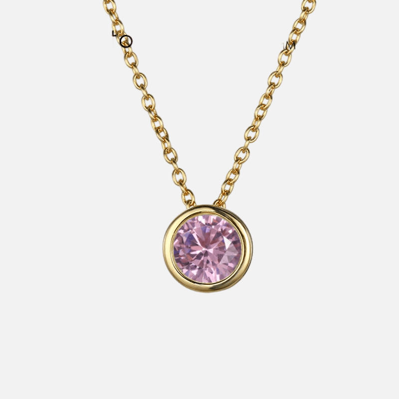 Bezel Birthstone Necklace (14k Gold Plated) - Jewelled Me
