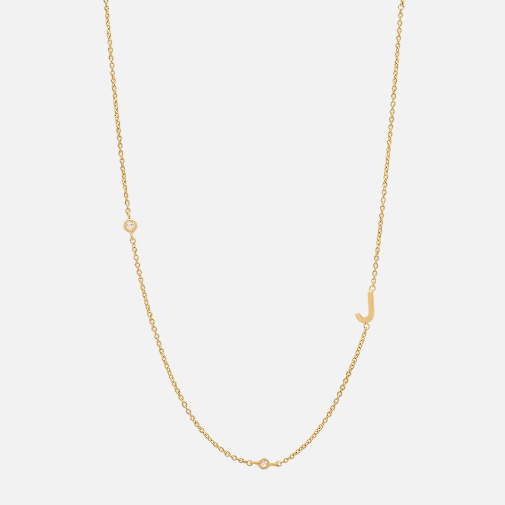 Vermeil Asymmetrical Jewelled Alphabet Necklace - Jewelled Me