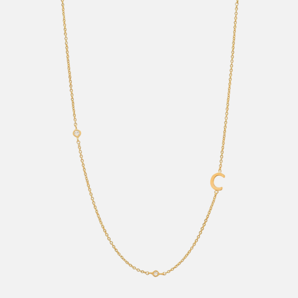 Vermeil Asymmetrical Jewelled Alphabet Necklace - Jewelled Me