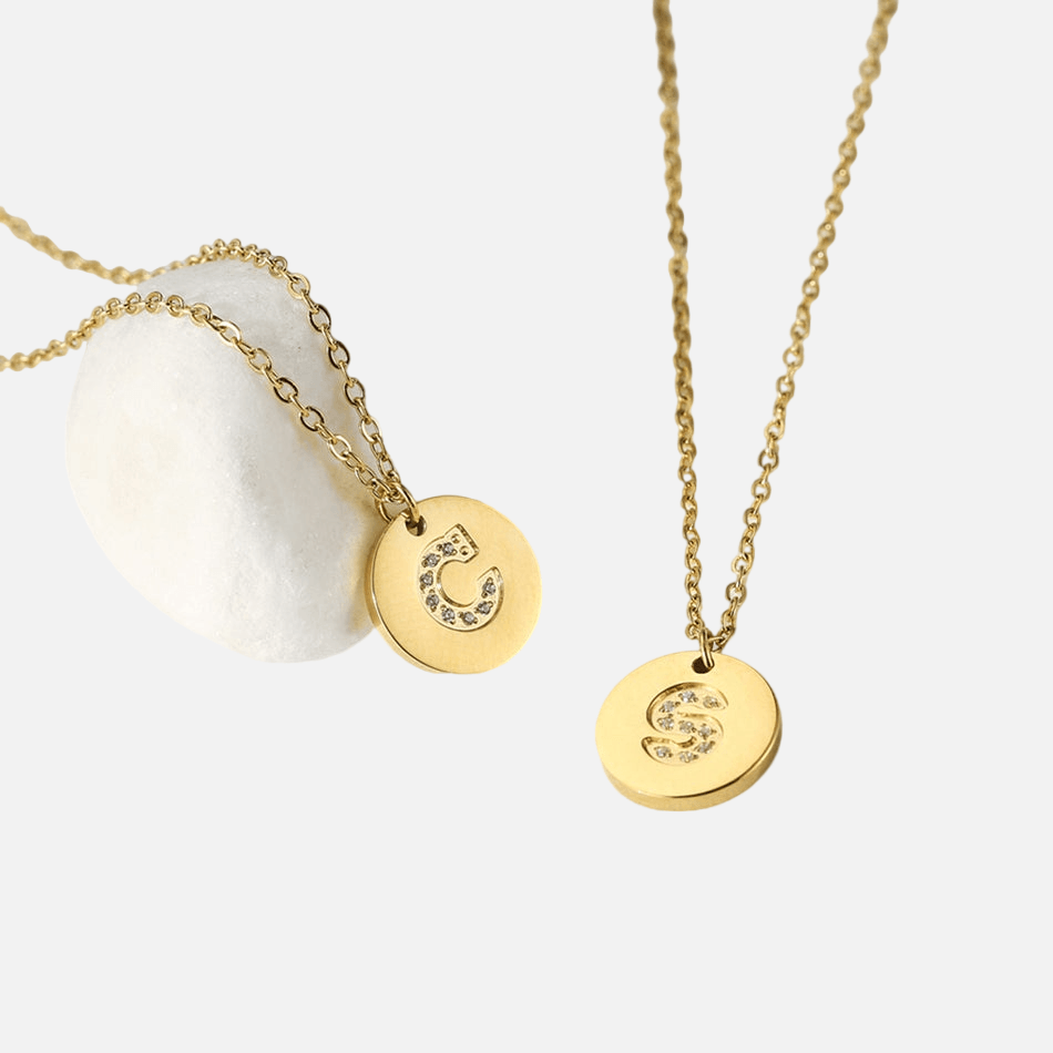 Jewelled Circle Initial Pendant (14k Gold-Plated) - Jewelled Me