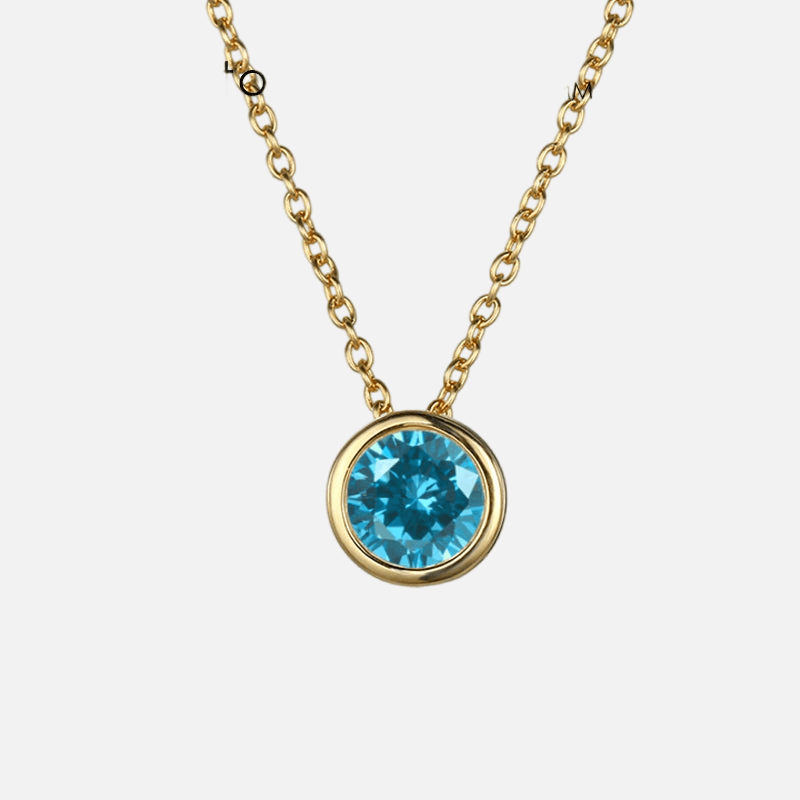 Bezel Birthstone Necklace (14k Gold Plated) - Jewelled Me