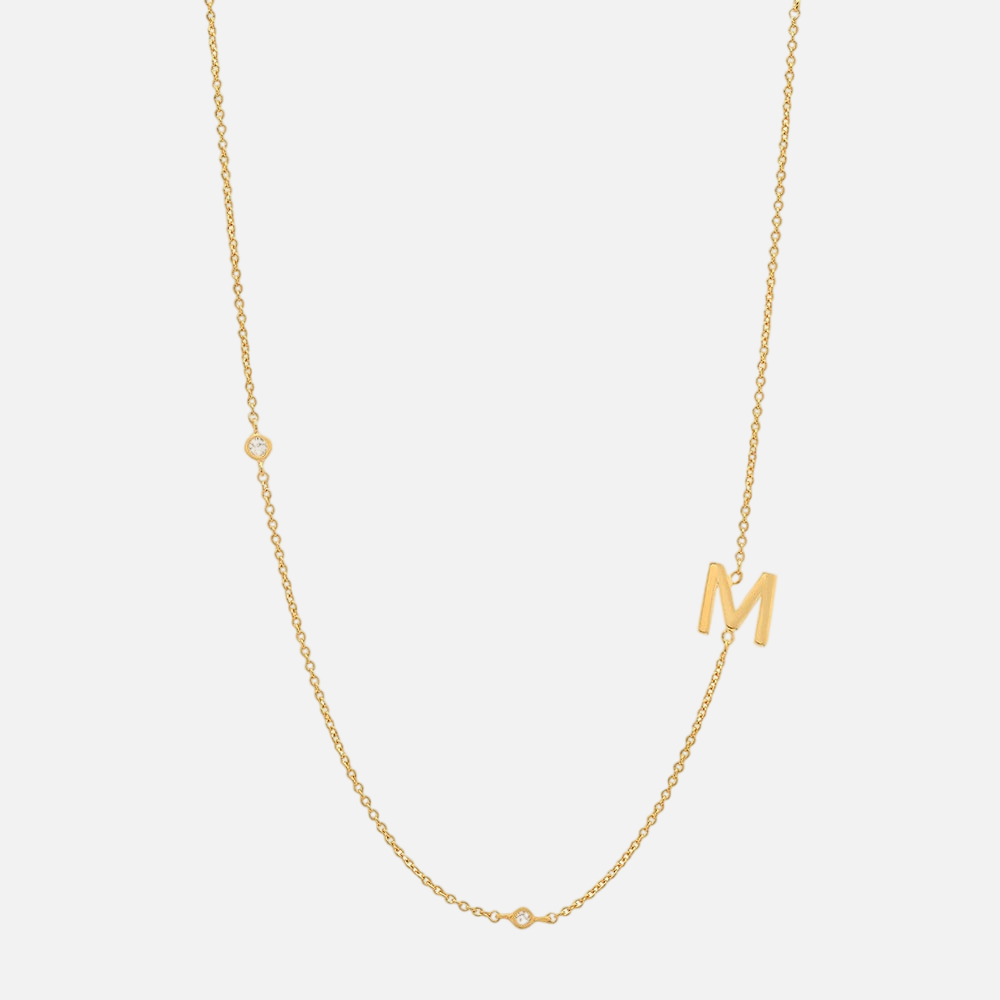 Vermeil Asymmetrical Jewelled Alphabet Necklace - Jewelled Me