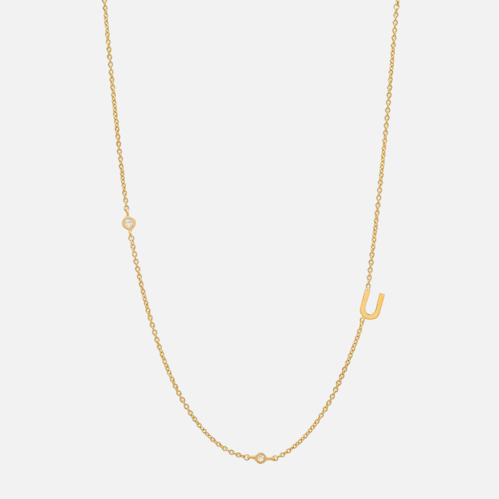 Vermeil Asymmetrical Jewelled Alphabet Necklace - Jewelled Me