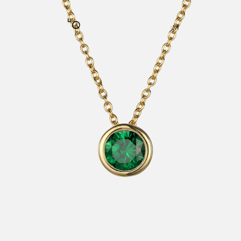 Bezel Birthstone Necklace (14k Gold Plated) - Jewelled Me