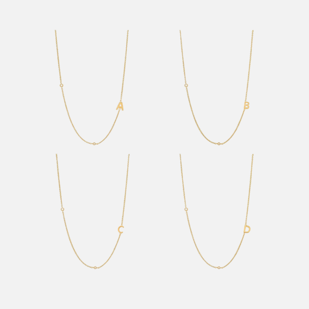 Vermeil Asymmetrical Jewelled Alphabet Necklace - Jewelled Me