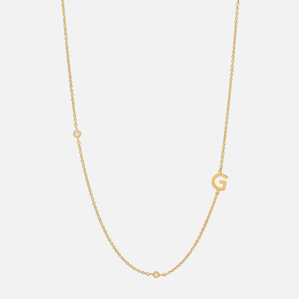 Vermeil Asymmetrical Jewelled Alphabet Necklace - Jewelled Me