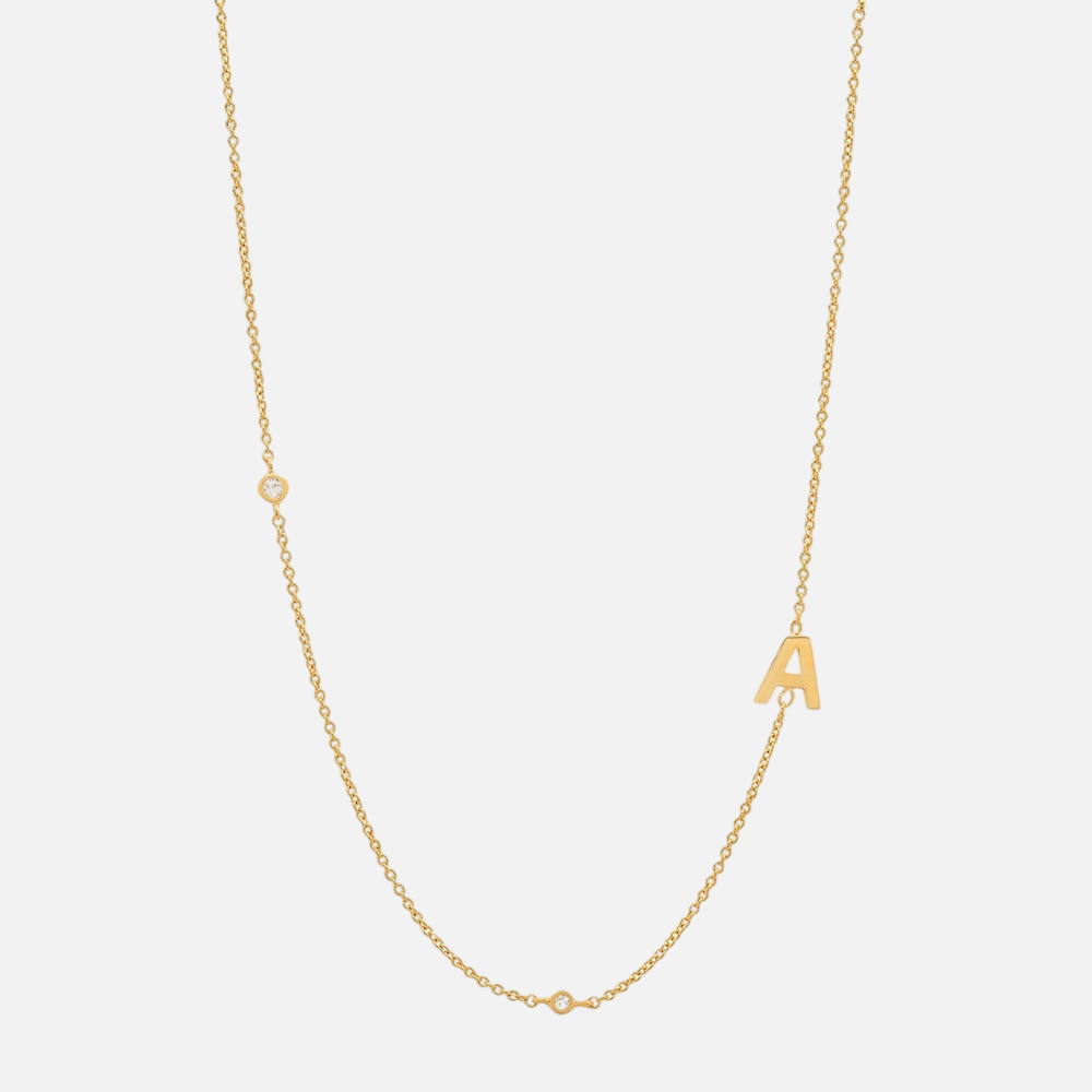Vermeil Asymmetrical Jewelled Alphabet Necklace - Jewelled Me