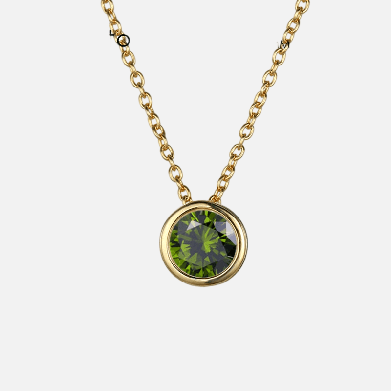 Bezel Birthstone Necklace (14k Gold Plated) - Jewelled Me
